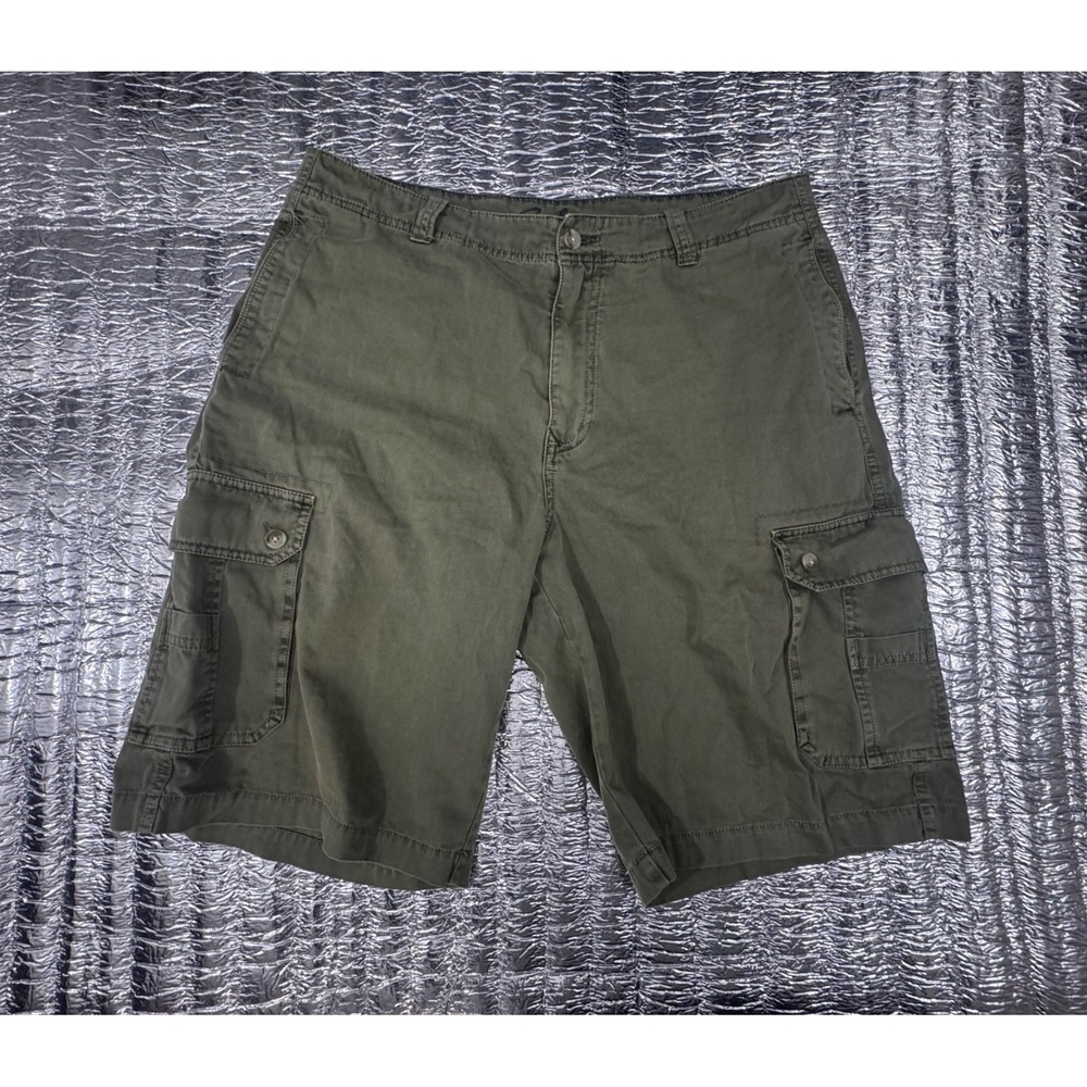 Reyn Spooner Mens Olive Green Cotton Cargo Shorts Size 34 Twill Casual Outdoor